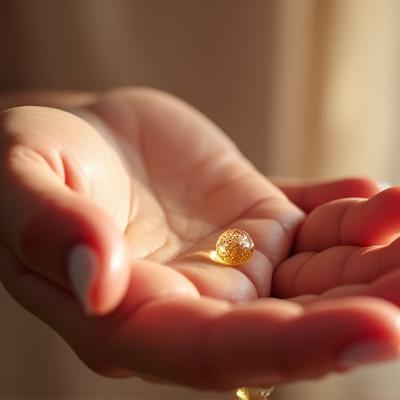 Huile démaquillante biphasée avec effet luxueux dans la paume d'une main élégante