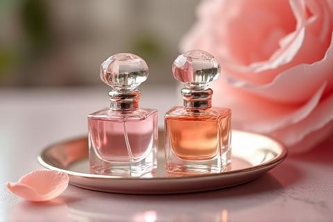 Duo de flacons de parfums miniatures Brise Blanche, élégamment disposés.