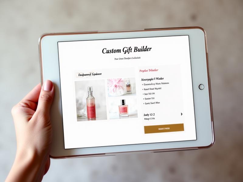 Interface illustrée du créateur de coffret cadeau sur-mesure Brise Blanche, montrant l'étape de sélection des produits.