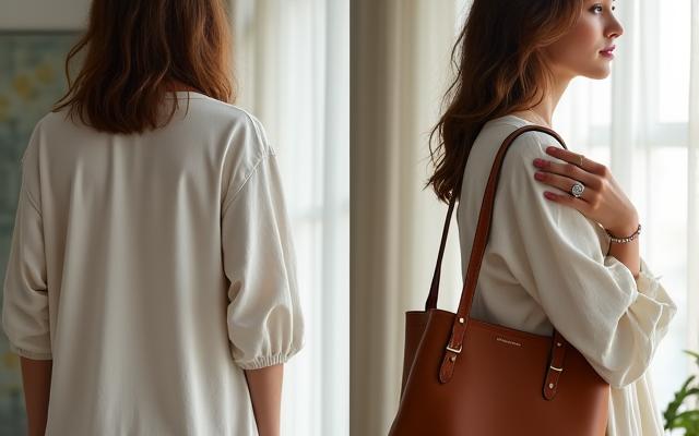 Image avant/après illustrant la transition du style 'nouvelle maman' vers une garde-robe pratique et féminine.