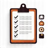 Illustration d'un formulaire numérique sur tablette avec des icônes de style, représentant le questionnaire préliminaire pour le conseil en style.