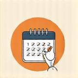 Illustration d'une main tenant un carnet de notes avec un calendrier, symbolisant le suivi personnalisé et les ajouts saisonniers.